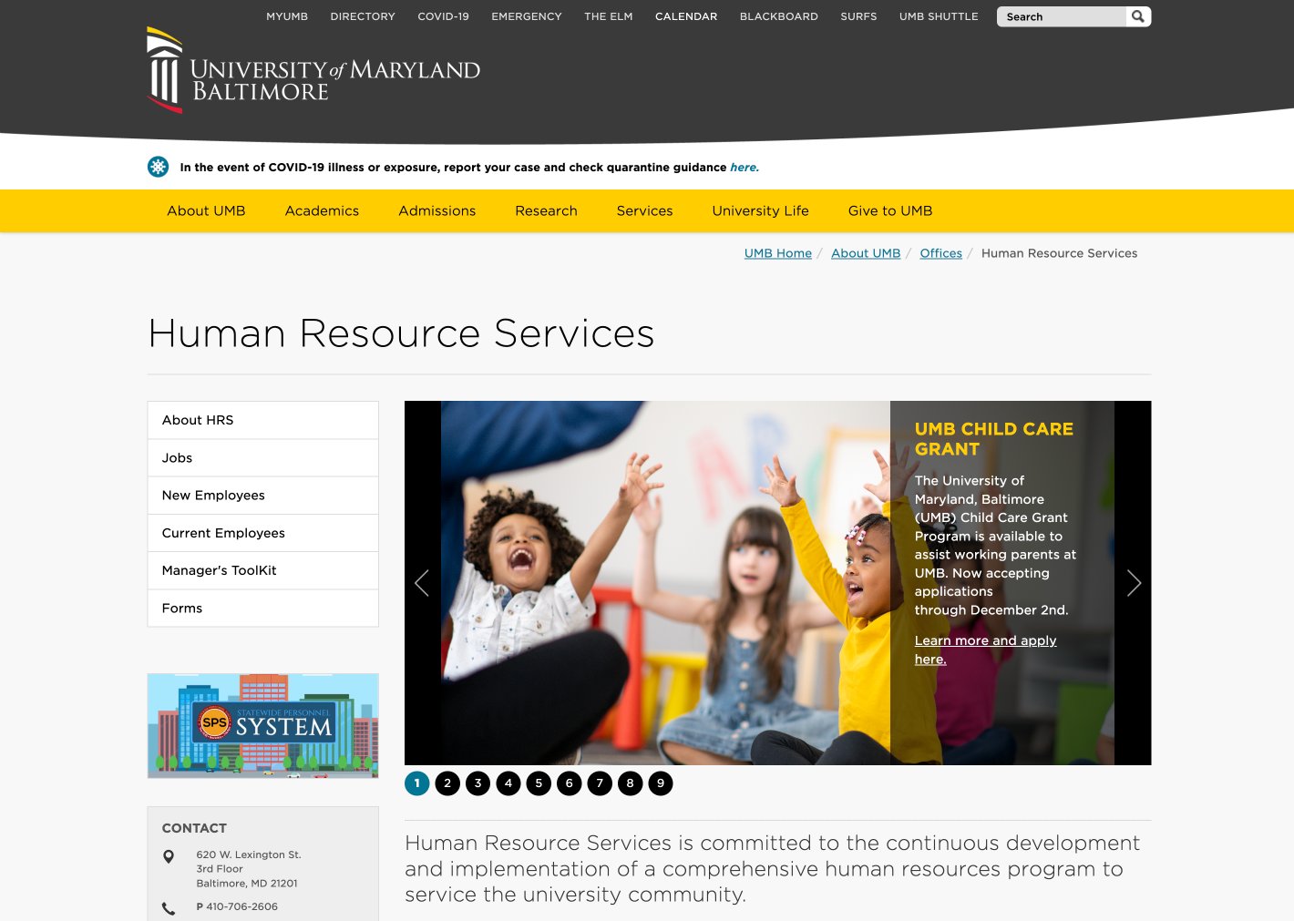 UMB HR Services Homepage