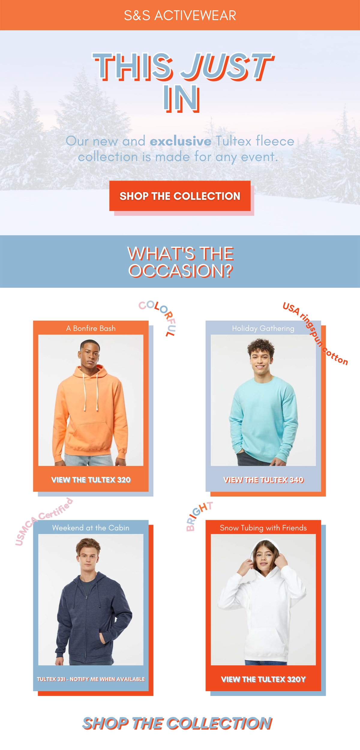 S&S Activewear Email Campaign is a modern and colorful brand project. Jennifer Lynn Design Studio focuses on brand, social media, and web design. Contact me for your next email newsletter design project.