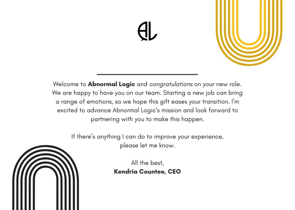 Welcome Card for New Employees by Jennifer Lynn Design Studio