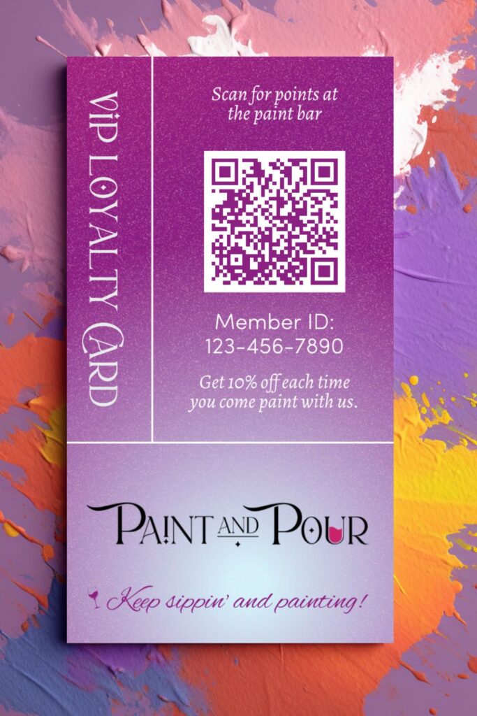Paint and Wine Loyalty Business Card by Jennifer Lynn Design Studio